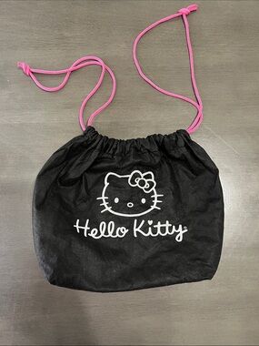 Hello Kitty Black Drawstring Pouch with Pink Cord dust bag for satchel